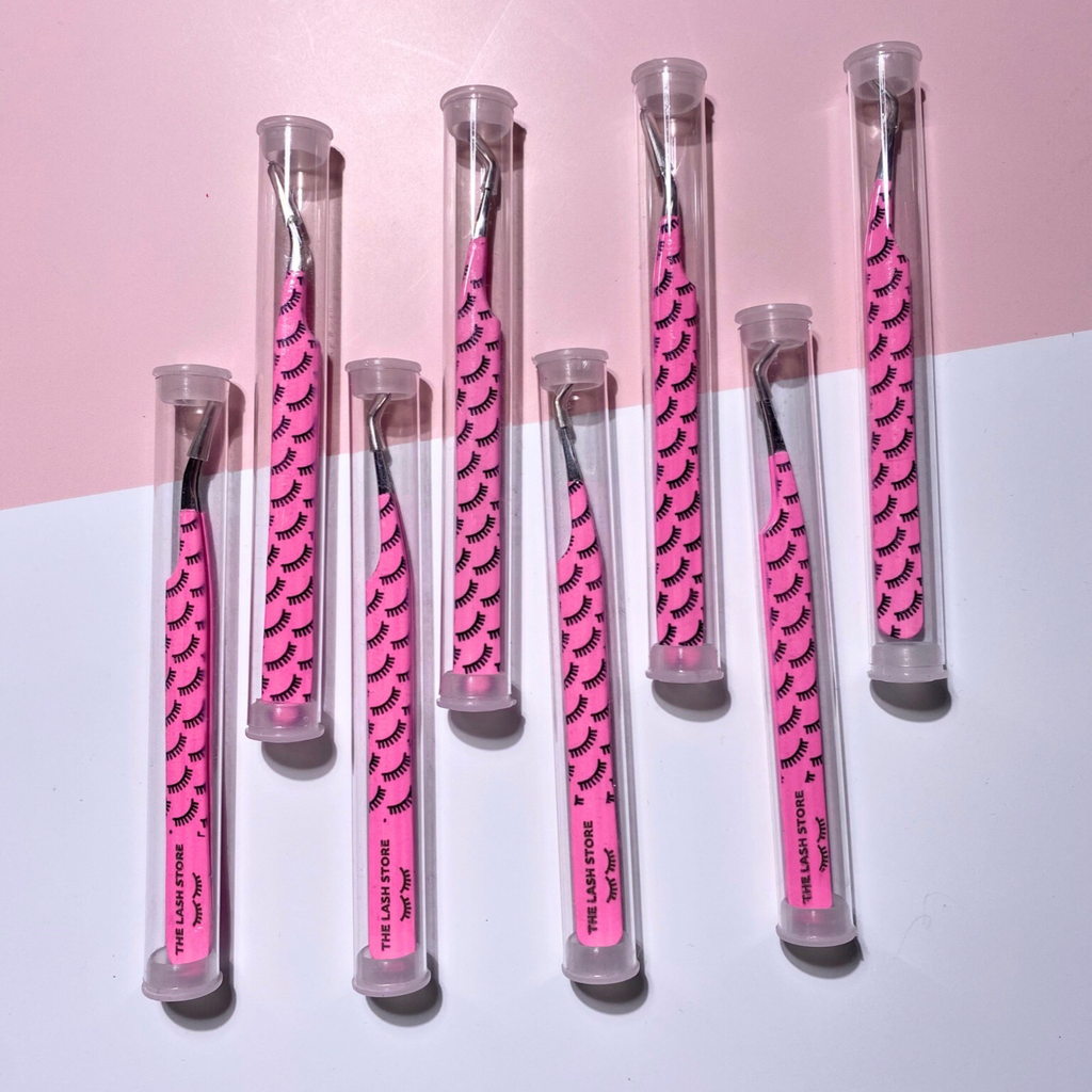 Hot Pink Lash Extension Tweezer Set The Lash Store HQ