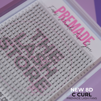 Wide-set 8D premade lash fans with short to medium bases