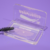 Clear packaging with a brush and 'Browloxed' branding on a purple background