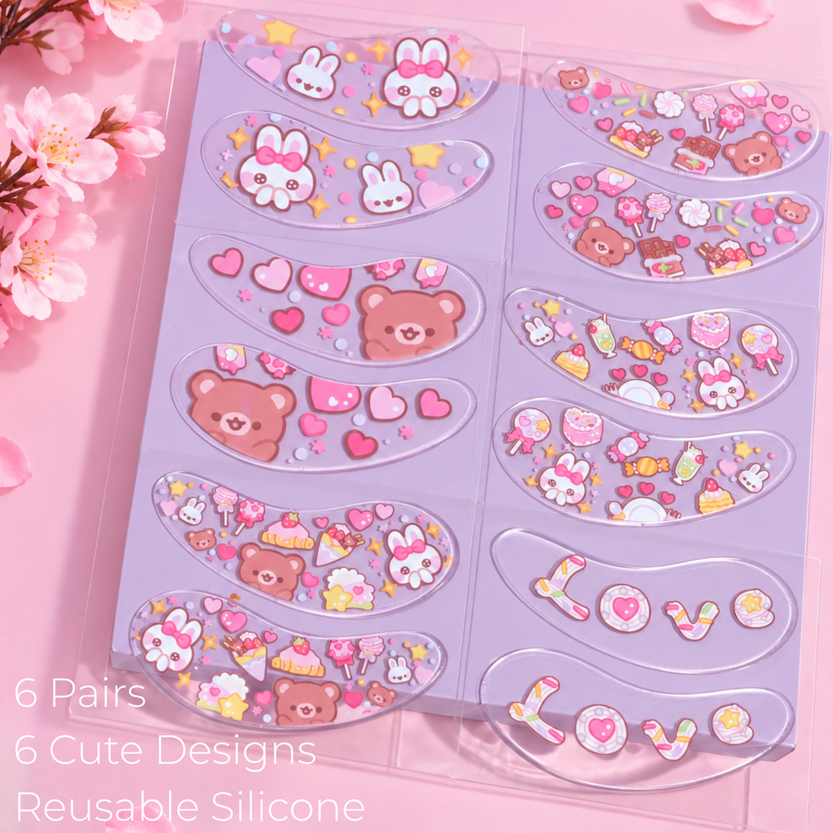 Cute Reusable Silicone Eye Pads – 6 Pk