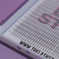 Close-up of long stem volume lash fans in D curl – premium PBT